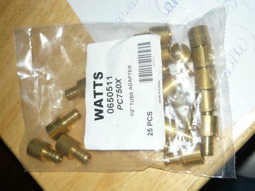 25 new 1/2&#034; tube adapters, brass female x crimp, pic sh watts 0650511 pc750x for sale