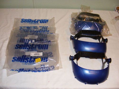 3 safety face shields w/7 lenses welding grinding for sale