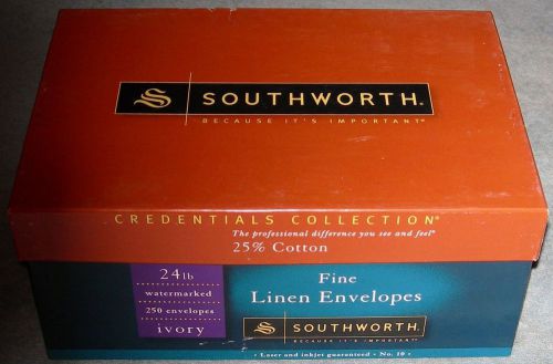 Southworth Ivory Fine Linen Envelopes 24 Pounds 25% Cotton 250 Count NIB