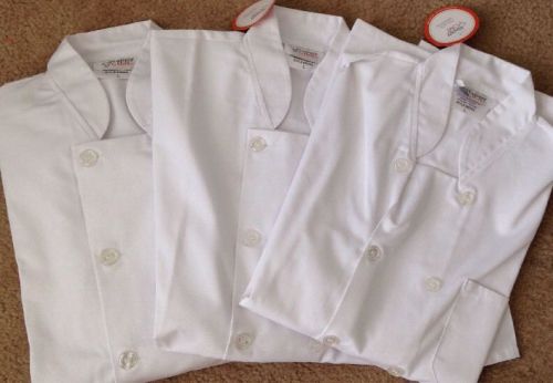 HAPPY CHEF~ WHITE SS CHEF COATS 3 ~ SIZE LARGE~ NEW
