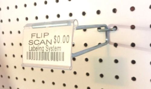 (50 PACK) 8 Inch Flip Scan Metal Peg Hooks with Label Holder  1/8 &amp; 1/4 Pegboard