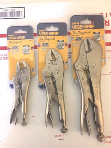 LOT of 3 Irwin Vise Grip Original Pliers Jaw Locking 902L3 702L3 102L3