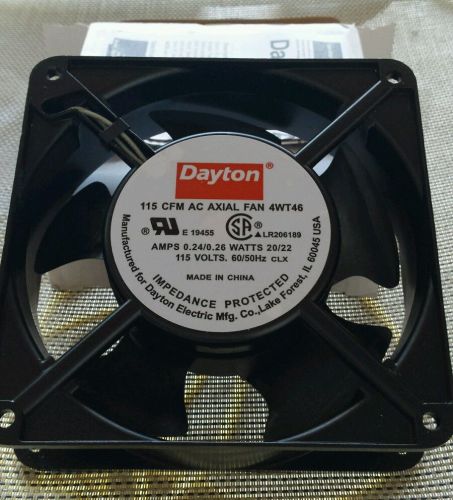 Dayton ac axial fan 4wt46, 115 cfm, 115 volts, 20/22 watts, 0.24/0.26 amps for sale