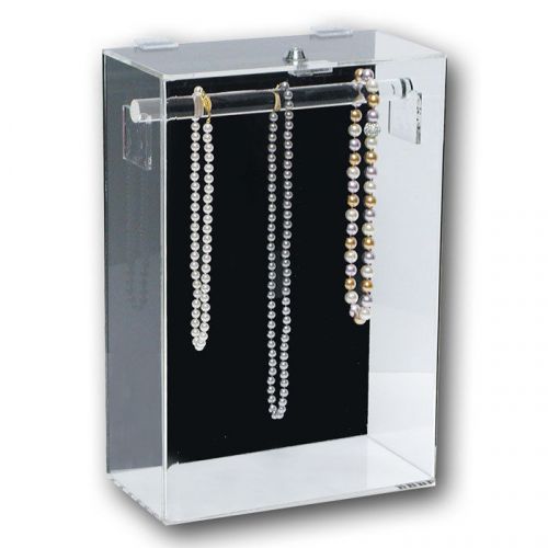 ACRYLIC NECKLACE COUNTERTOP DISPLAY CASE TOWER 15&#034; LOCKING NECKLACE STAND CASE
