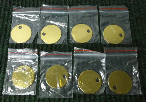 8 Brass Metal Stamping Blanks Tags, 1-3/8&#034; dia., 1 hole