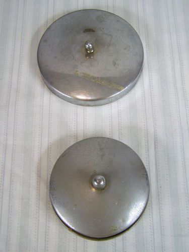 LOT OF 2 VINTAGE LIDS FOR DOCTORS JARS SURGICAL MEDICAL STAINLESS AND CHROMED