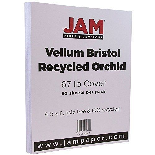 JAM Paper? 8 1/2 x 11 Vellum Cover - 67 lb Orchid Light Purple Cardstock - 50