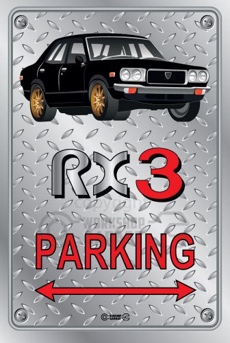 Parking Sign Metal MazdA RX3 4-door-16 - Checkerplate Look