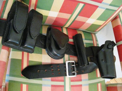 Motorcycle police  pee-jay leather belt sz 38 &amp; glock holster &amp; acces for sale
