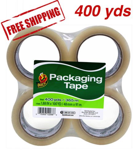 4 pack duck clear packaging tape / 100 yards each roll /400 yd total / shipping for sale