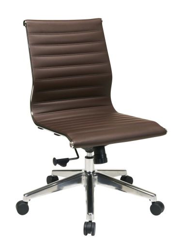 Armless Mid Back Chocolate Bonded Leather Chair