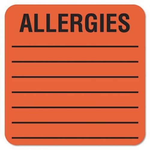 Tabbies 40560 Tabbies Medical Labels, ALLERGIES, 2 1/2 x2 1/2, FLRD, 500/RL