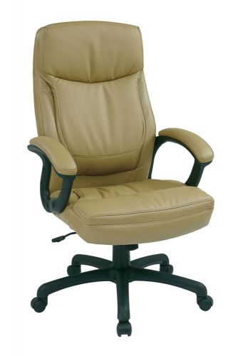 Executive High Back Tan Bonded Leather Chair with Locking Tilt Control and Color