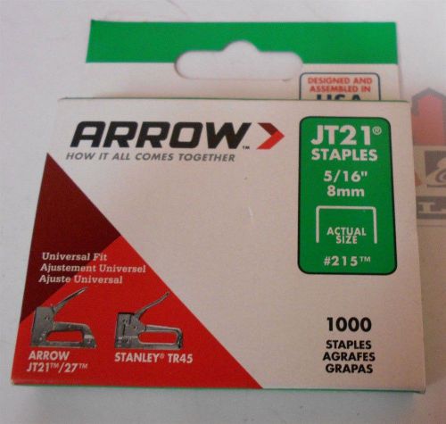 Arrow Fastener #215 5/16&#034; (8mm) JT21 Light Duty Staples 1,000 Pc.