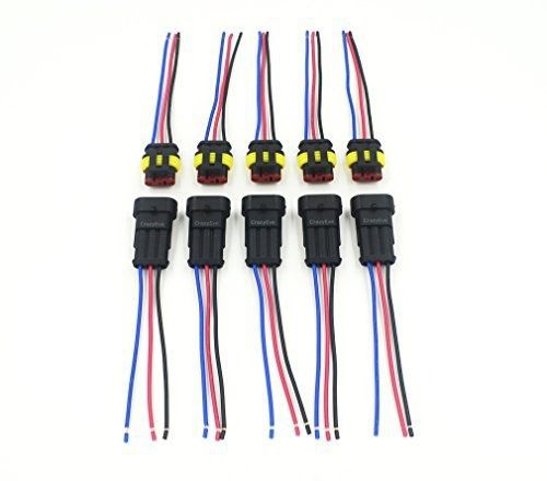 CrazyEve 5 Sets 3 Pin Good Quality Car Waterproof Electrical Connector Plug with
