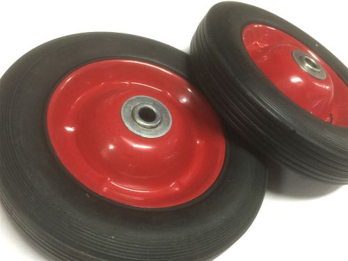 8&#034; hand trolley wheel wheels tyre rim 12mm bore puncture proof solid rubber-new for sale