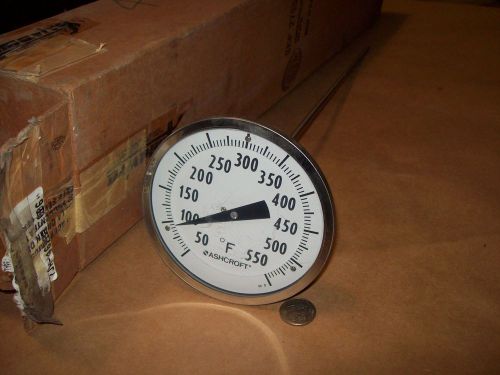 Ashcroft thermometer 5&#034; face everyangle 50/550*f 18&#034; stem 1/2 npt    &lt;307why for sale