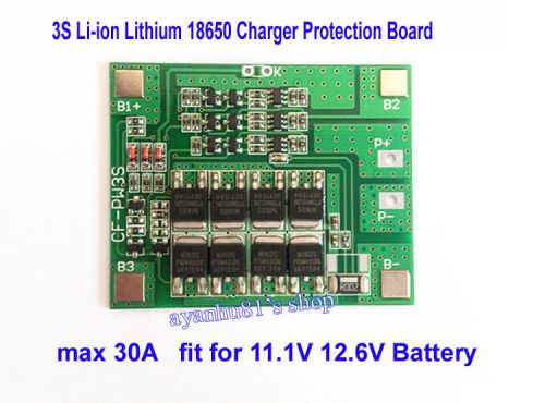 3S 12.6V 30A Li-ion Lithium Battery 3.7V 18650 Charger Battery Protection Board