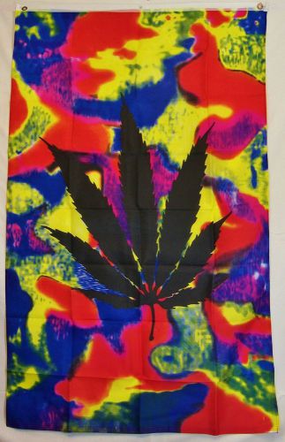 Tie Dye Colors Marijuana Leaf Flag 3&#039; X 5&#039; Vertical Indoor Outdoor Banner