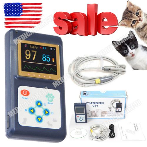 Handheld Veterinary VET Color Pulse Oximeter SPO2 monitor Pulse Rate+Software,US