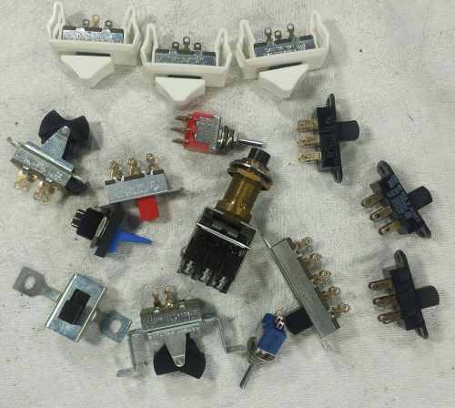 Lot of 15 Asst Panel Mount  Switches, C&amp;K, Stackpole, American, Micro, Fulisoku.
