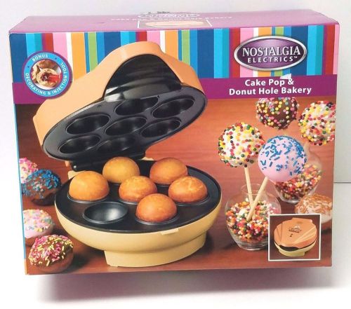 Nostalgia electrics non-stick cake pop &amp; donut hole bakery w/ 25 cake pop sticks for sale