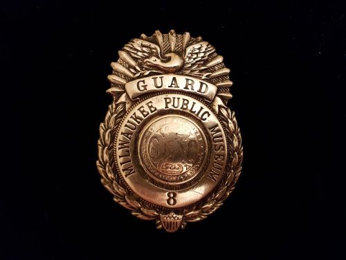 Antique sterling silver city of milwaukee museum guard badge #8 wisc.  32 grams for sale