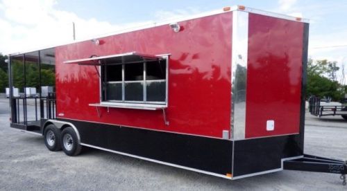 Concession trailer 8.5&#039; x 26&#039; red catering event trailer for sale