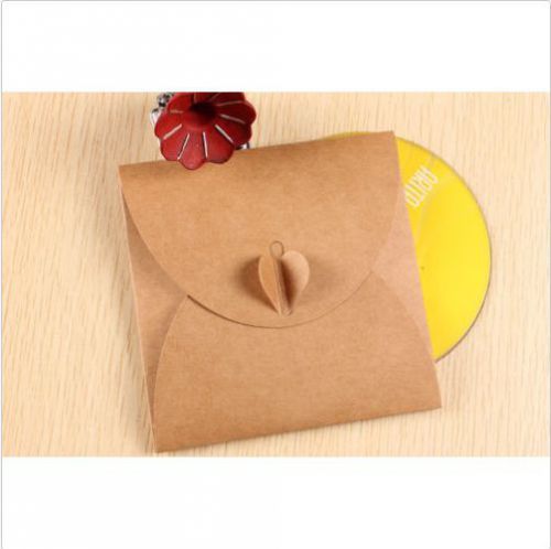 20PCS 130x130mm Vintage Heart Kraft Paper CD Optical disc Paper Bag/DVD Bag