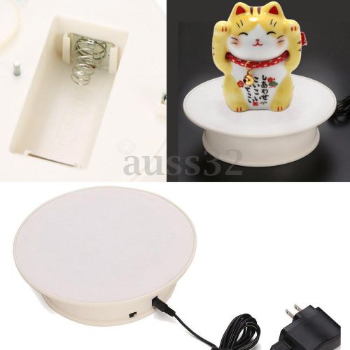 8&#039;&#039; White 360° Rotating Anti-slip Turntable Display Stand Power by AC &amp; Battery
