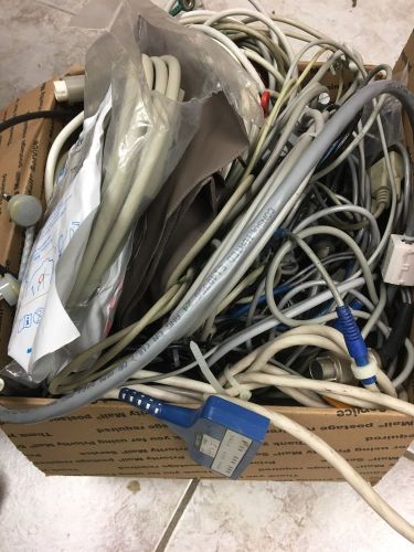Lot Box Of Assorted Medical Cables, Wires And Tubes