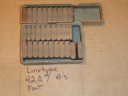 Vintage Rare Letterpress Printing Linotype Brass Matrix/Mats 42-7 Big #&#039;s Font