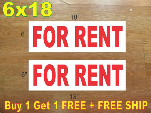 6&#034;x18&#034; FOR RENT Red REAL ESTATE RIDER SIGNS Buy 1 Get 1 FREE 2 Sided
