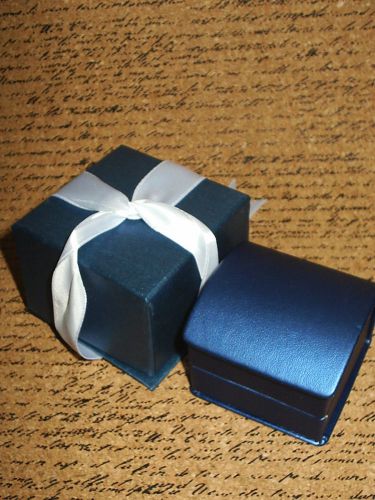 Fancy Royal Blue Engagement Ring Wedding bands Gift Box stud earrings