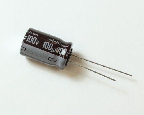 Lot of 250 nichicon 100u 100v aluminum radial electrolytic capacitor upr2a101mhh for sale