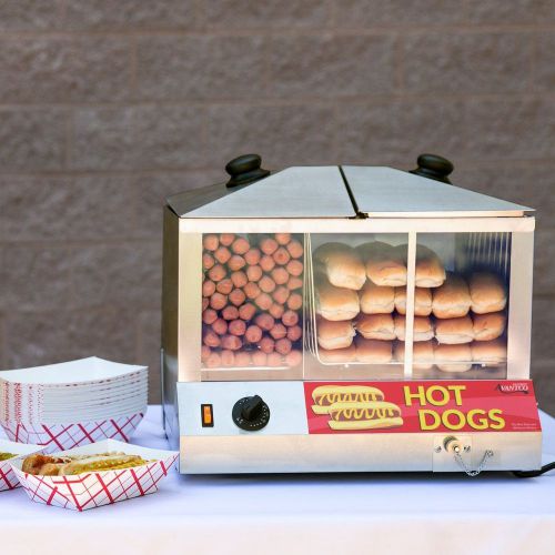 Hot dog steamer 100 dog &amp; 48 bun avantco hds100 120v, 1300w stainless steel for sale