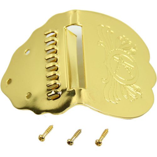 H1 1PC K Word Golden Scalloped Mandolin Replacement Tailpiece 7cmx5cm