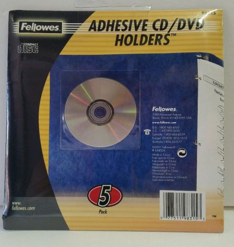 New Fellowes Adhesive CD/DVD Holder Sleeve Clear PVC Organization DIY Computer