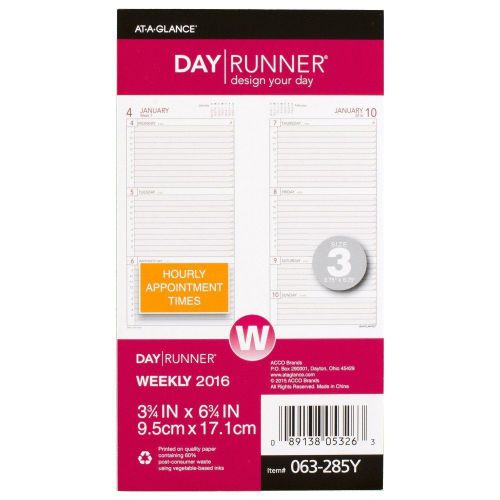 Day Runner Weekly Planner Refill 2016, 3.5 x 6.75 Inches Page Size (063-285Y-16)