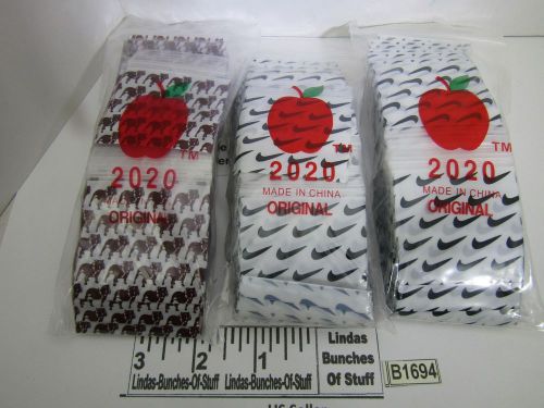 3 bags of 100 2m 2&#034;x2&#034; plastic zip seal 1 standing bulldog 2 nike swoosh b1694 for sale