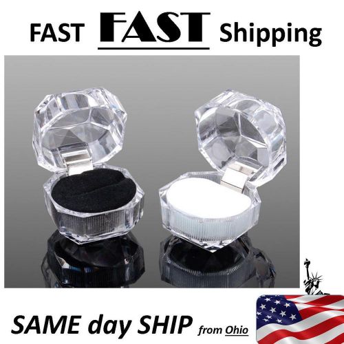 BLACK  - ACRYLIC RING BOXES WHOLESALE JEWELRY RING BOXES SHOWCASE DISPLAYS 20LOT