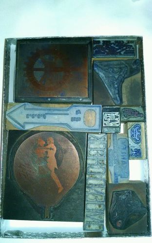 Vintage letterpress wood cut printing blocks 12 pieces. for sale