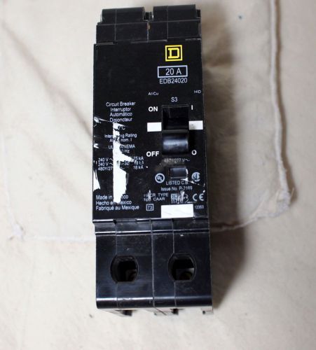 SQUARE D EDB24020 CIRCUIT BREAKER 20A 2P 480VAC (3D0)