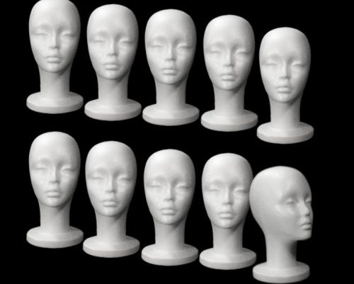 10 PCS Styrofoam white form display Mannequin Head w/ Long Neck 12&#039;&#039;/304.8mm