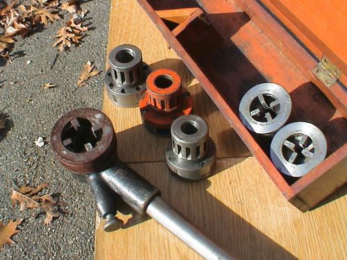 Vintage toledo pipe threading machine tool set w/  dies 1/8&#034; 1/4&#034; 3/8&#034; 1/2&#034; 3/4 for sale