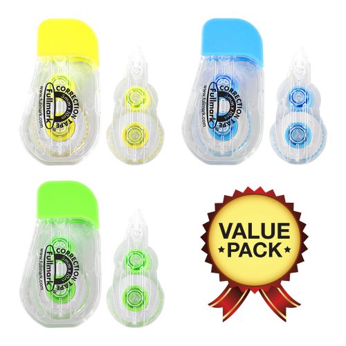 Fullmark Model G Refillable Correction Tape - 3+3 Pack (0.2&#034; x 394 Inches each)