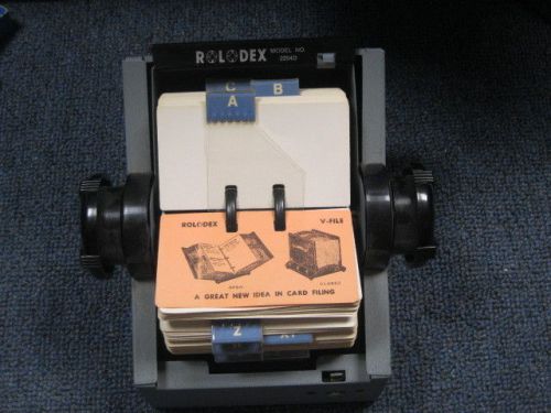 Rolodex Model 2254D Vintage Gray Cards Tabs NO KEY Extra Cards