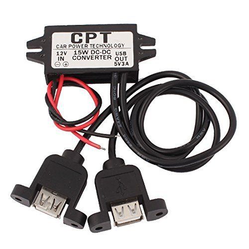 Dc/dc 12v to 5v 3a 15w dual female panel mount usb step down module for sale
