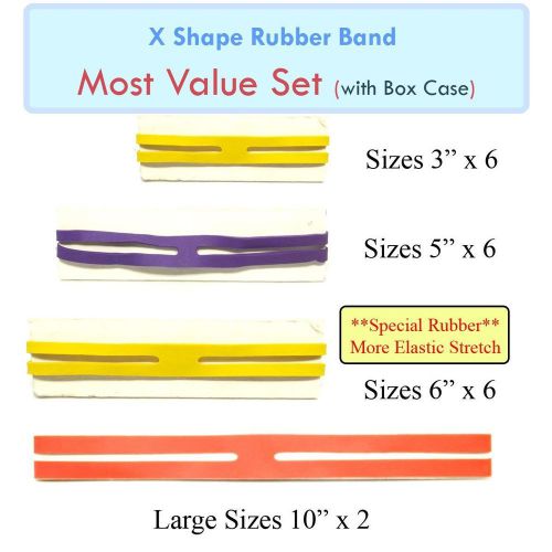 Rubber x band set 20 pcs 3&#034; 5&#034; 10&#034; &amp; special x band more extention 6&#034; with case for sale