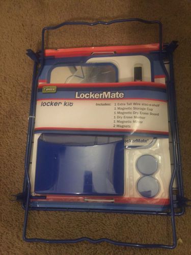 LOCKER MATE 7pc School Shelf Kit BLUE Magnets+Mirror+Dry Erase Board+Marker+MORE